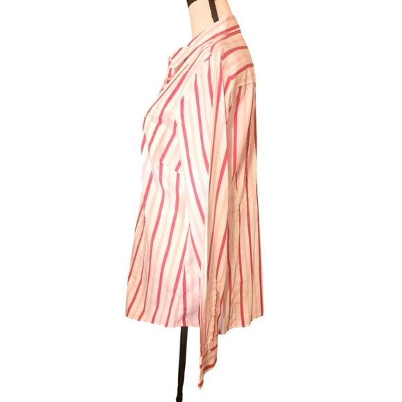 J Crew Factory Striped Button Down Shirt in Pink, White, Red, Sz. L - Picture 2 of 5
